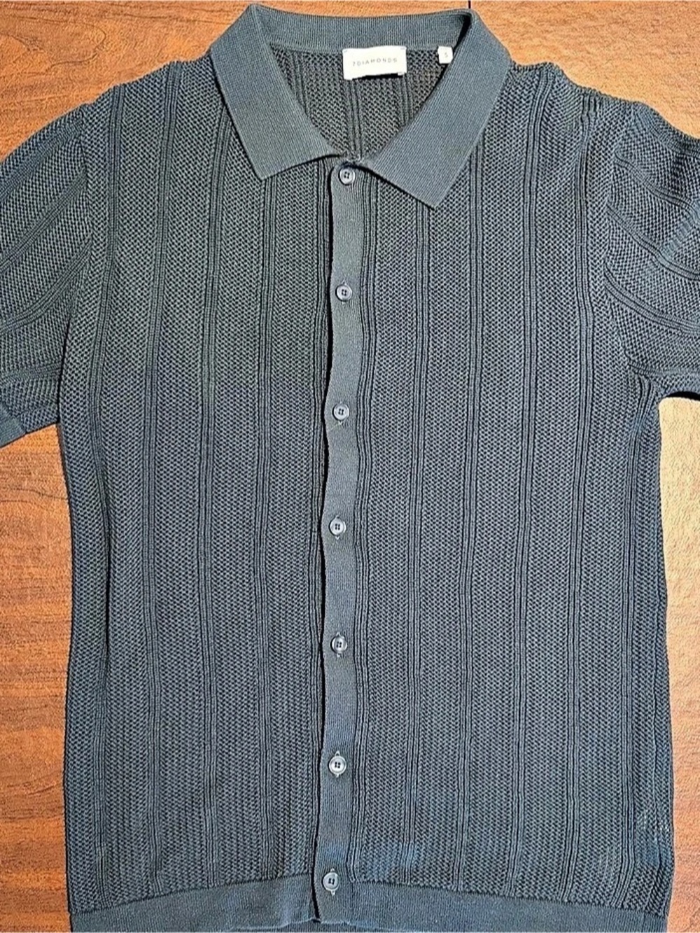 7 Diamonds Kellan Button Up Knit Polo Gray Small